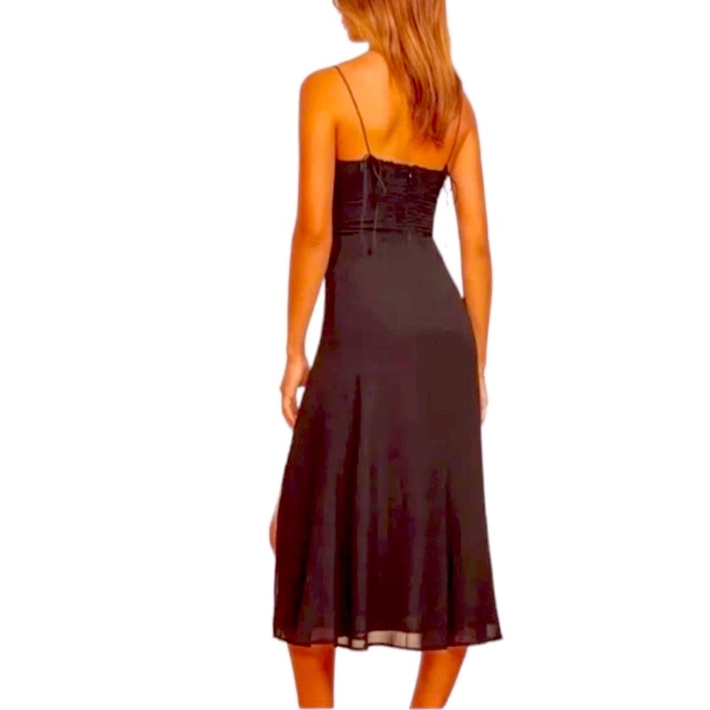 Side slip strap black midi dress. - Picture 2 of 7